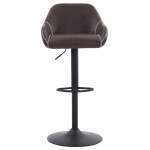 Židle barová, potah hnědá látka v dekoru vintage kůže, chromová podnož