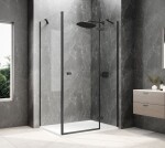 POLYSAN - GLOBE BLACK obdélníkový sprchový kout 800x900, čiré sklo, pravé GB1080-3315RB