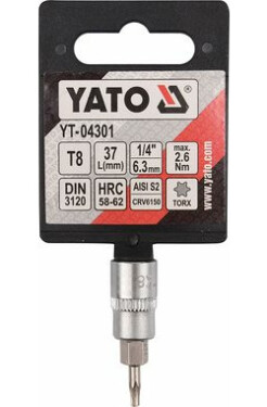 YATO Nástavec 1|4 bit Torx T8 / Velikost bitu T8 / Délka dříku 37 mm / CrV (YT-04301)