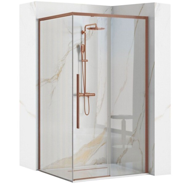 REA/S - Sprchový kout SOLAR - Copper Brush 90x90 Se sprchovou vaničkou Savoy black KPL-96015