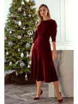 Sametové midi šaty M557 bordó - Moe S-36