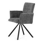 Židle jídelní, šedá látka, černý kov, otočný mechanismus 90°/90° (L/P) - funkce reset