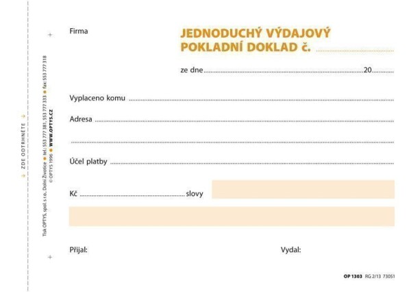 Výdajový doklad jednoduchý, A6, 100 listů, NCR