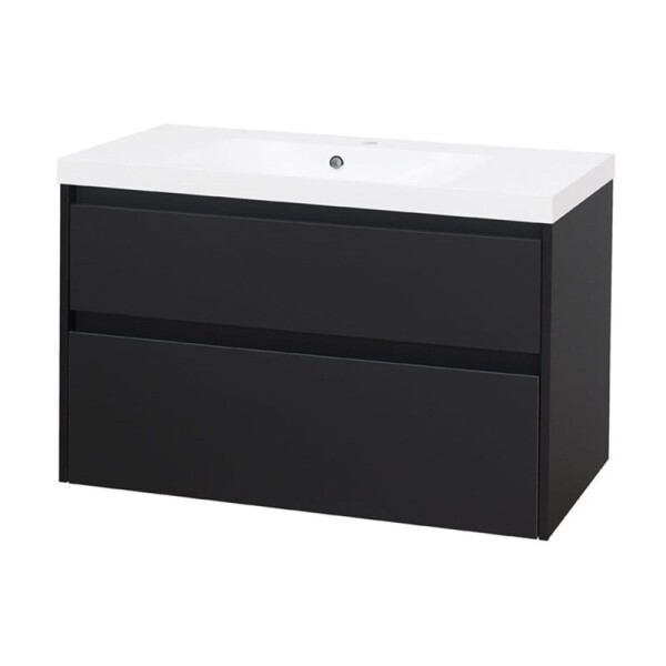 MEREO - Opto, koupelnová skříňka s umyvadlem z litého mramoru 101 cm, černá CN942M