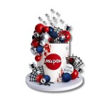 Dortisimo Zápich do dortu a dekorace Happy Birthday s pavoučím motivem a koulemi (37 ks)