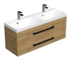 Koupelnová skříňka s černou úchytkou a umyvadlem SAT Cube Way 120x47,5x40 cm dub Hickory mat CUBE2C120ZDH CUBE2C120ZDH