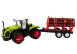 Mamido Zelený farmářský traktor s přívěsem na dřevo 9 kmenů