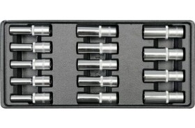 YATO Klíče nástrčné hluboké + vložka do zásuvky 14 ks 8-21mm