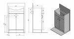 AQUALINE - SIMPLEX ECO 55 umyvadlová skříňka včetně umyvadla 53x83,5x30,7cm SIME550