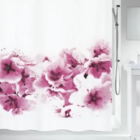 SPIRELLA Sprchový závěs AMANDA bílý / motiv květin / 180 x 200 cm / polyester