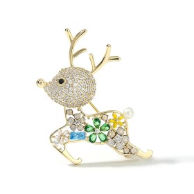 Vánoční brož Swarovski Elements Rudolf 4 - vánoční sob, Barevná/více barev
