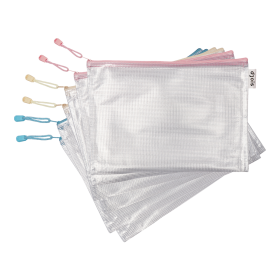 Djois obálka se zipem, A4, PVC, mix pastelových barev, 6 ks