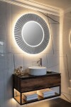 SAPHO - PRIDE STRIP kulaté zrcadlo s LED osvětlením v rámu ø 90cm, stříbrná PD952