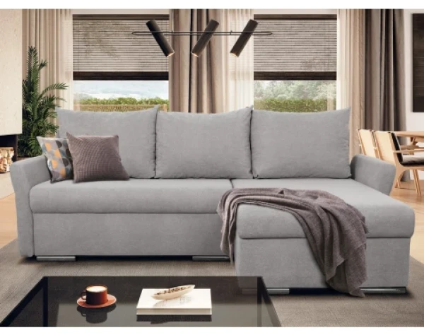 Rohová sedačka Dexter, světle šedá látka