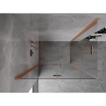 MEXEN/S - Mist-F Duo sprchový kout skládací dveře levá 90 x 75, transparent, měď kartáčovaná 8A6-090L-075P-65-00