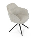 Židle jídelní a konferenční, krémová látka, černé kovové nohy, otočný mechanismus