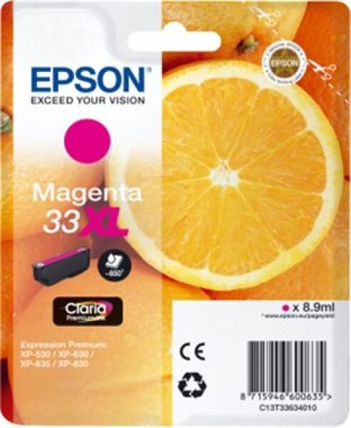 Epson T3363 originální cartridge 33XL / XP-530 / XP-630 / XP-635 / XP-830 / 8.9 ml / purpurová (C13T33634010)