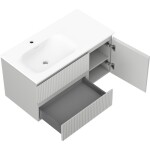 MEXEN/S - Rivel koupelnová skříňka 90 cm s umyvadlem Vela levá, 2S, 1D, reliéf, šedá mat/bílá mat 91A23-09047-3-BBFFF62-W23L01