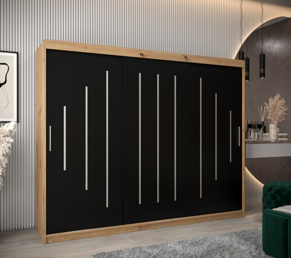 Šatní skříň Abi Y0 Barva korpusu: Dub artisan, Rozměry: 250 cm, Dveře: Černá