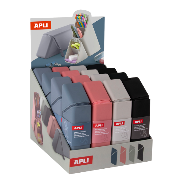 APLI silikonový penál UP NORTH, s dělením, displej, 16 ks, mix barev