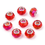 Korálky evropského typu - 14 x 8,5 mm - dvoubarevné - 1 ks Dvě barvy: Červenobílá