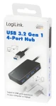 LogiLink černá / USB hub / 4 porty / USB 3.2 Gen 1 / LED indikace / 0,15 m kabel (UA0396)