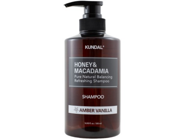 KUNDAL Honey & Macadamia Pure Natural Balancing Refreshing šampon na vlasy Amber Vanilla 500 ml