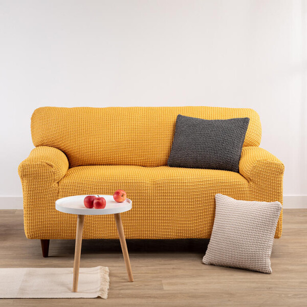 Super strečové potahy RUBINIA zlatá rohová sedačka (š. 340 - 540 cm)