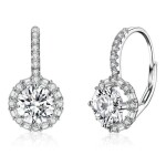 Stříbrné náušnice Sofia 1 ct MOISSANITE + CERTIFIKÁT, Stříbrná certifikát GRA, hadřík na čištění stříbra, dárková krabička