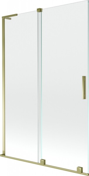 MEXEN/S - Velar L dvoukřídlá posuvná vanová zástěna 120 x 150, transparent, zlatá 896-120-003-01-50