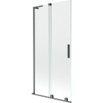 MEXEN/S - Velar L dvoukřídlá posuvná vanová zástěna 90 x 150, transparent, grafit kartáčovaná 896-090-003-01-66