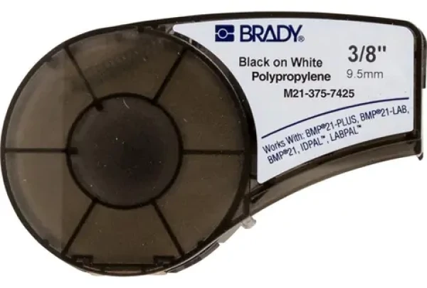 Brady Polypropylenová páska pro BMP21, IDPAL, LABPAL černá na bílé / Páska do tiskárny štítků / 9,53 mm x 6,4 m (M21-375-7425)