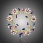 Exkluzivní brož Swarovski Elements Olivia - věnec kvítí, Barevná/více barev