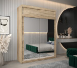Šatní skříň Abi T3 s nástavcem Barva korpusu: Černá, Rozměry: 150 cm, Dveře: Černá
