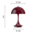Louis Poulsen Přenosná lampa Panthella 160 V3 Opaque Burgundy, červená barva