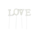 Dortisimo Zápich do dortu bílý s perlami LOVE (4 ks)