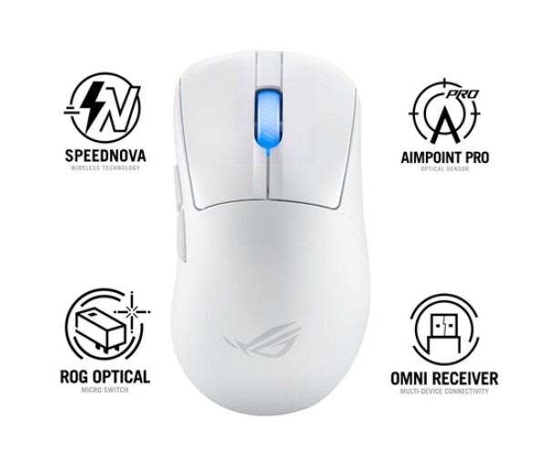 ASUS myš ROG Keris II Ace, bezdrátová herní myš, bílá EDF_1663044