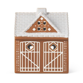 KÄHLER Porcelánový svícen Gingerbread Lighthouse 11,5 cm, hnědá barva, porcelán