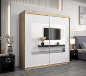 Šatní skříň Abi To Barva korpusu: Dub Sonoma, Rozměry: 200 cm, Dveře: Bílá