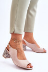 Dámské semišové sandály na podpatku Maciejka 05870-04 Béžová 36
