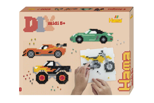 Zažehlovací korálky Hama MIDI Vozidla 4000 ks v krabici 32x25x4cm