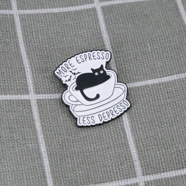 Pinarna.cz Černá kočka v hrníčku - More espresso less depresso / Více espressa, méně depressa