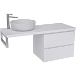 CERANO Koupelnová skříňka Carole - bílá matná + deska pod umyvadlo Navira Pro - 36 mm + konzole chrom - 160x46x51,6 cm