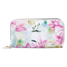 Velká dámská koženková peněženka se dvěma zipy Kris, růžová