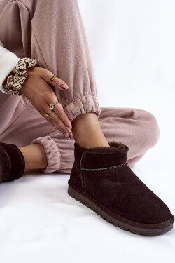 Dámské semišové nízké boty do sněhu Hněde Shelie 36
