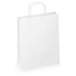 200 x Bílé papírové tašky s papírovým motouzem 250x320x110mm | RAJA