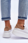 Dámské sportovní kožené boty na platformě Bílá Lemar 10150 37