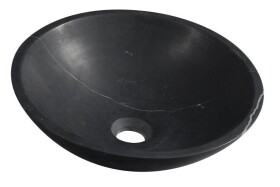 SAPHO - BLOK kamenné umyvadlo na desku Ø 40 cm, matný černý Marquin 2401-35
