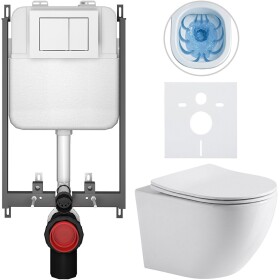 CERANO - Kompletní WC set Basic/Cesso - bílá lesklá - WC tlačítko Maxio/Bílá - pro zazdění - 49x36 CER-8050BD85941