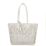 Stylová dámská koženková kabelka na rameno Zoe, krémová